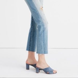 Madewell The Greer Mule Sandals Blue Suede Low Block Heel Size 6.5 Women’s